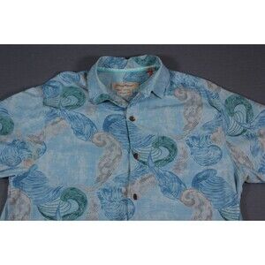 Tommy Bahama Blue Geometric All Over Print 100% Silk Original Fit Size Medium M